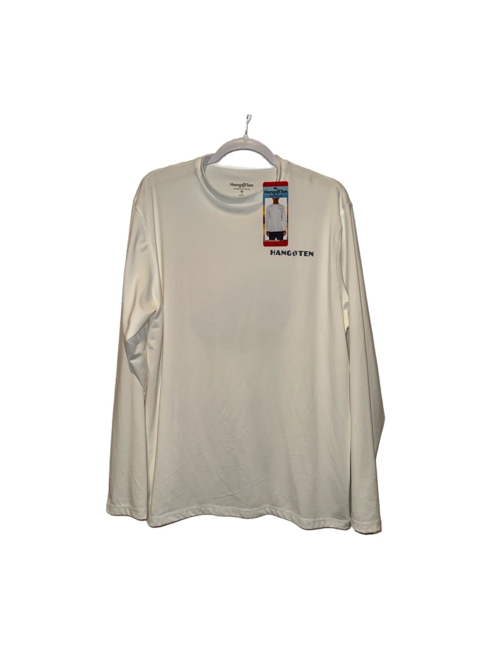 Hang Ten Men's Long Sleeve Crew Neck Shirt - White size M